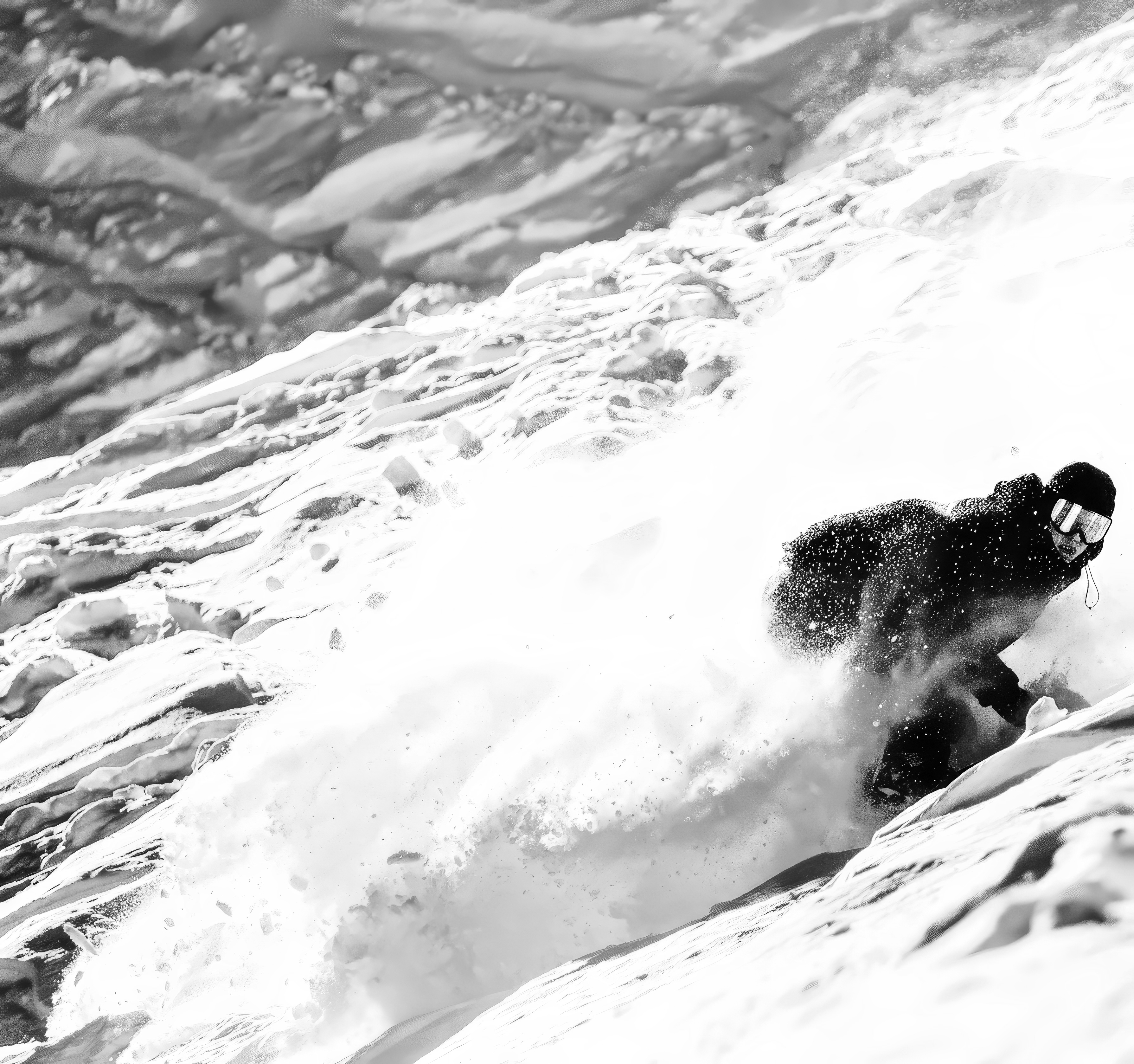 TERROR rider carving through powder